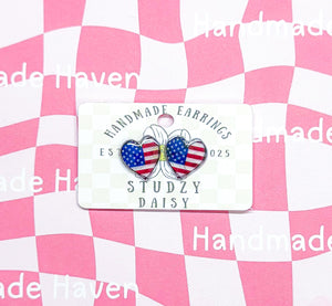 Hearts n Flag Studs