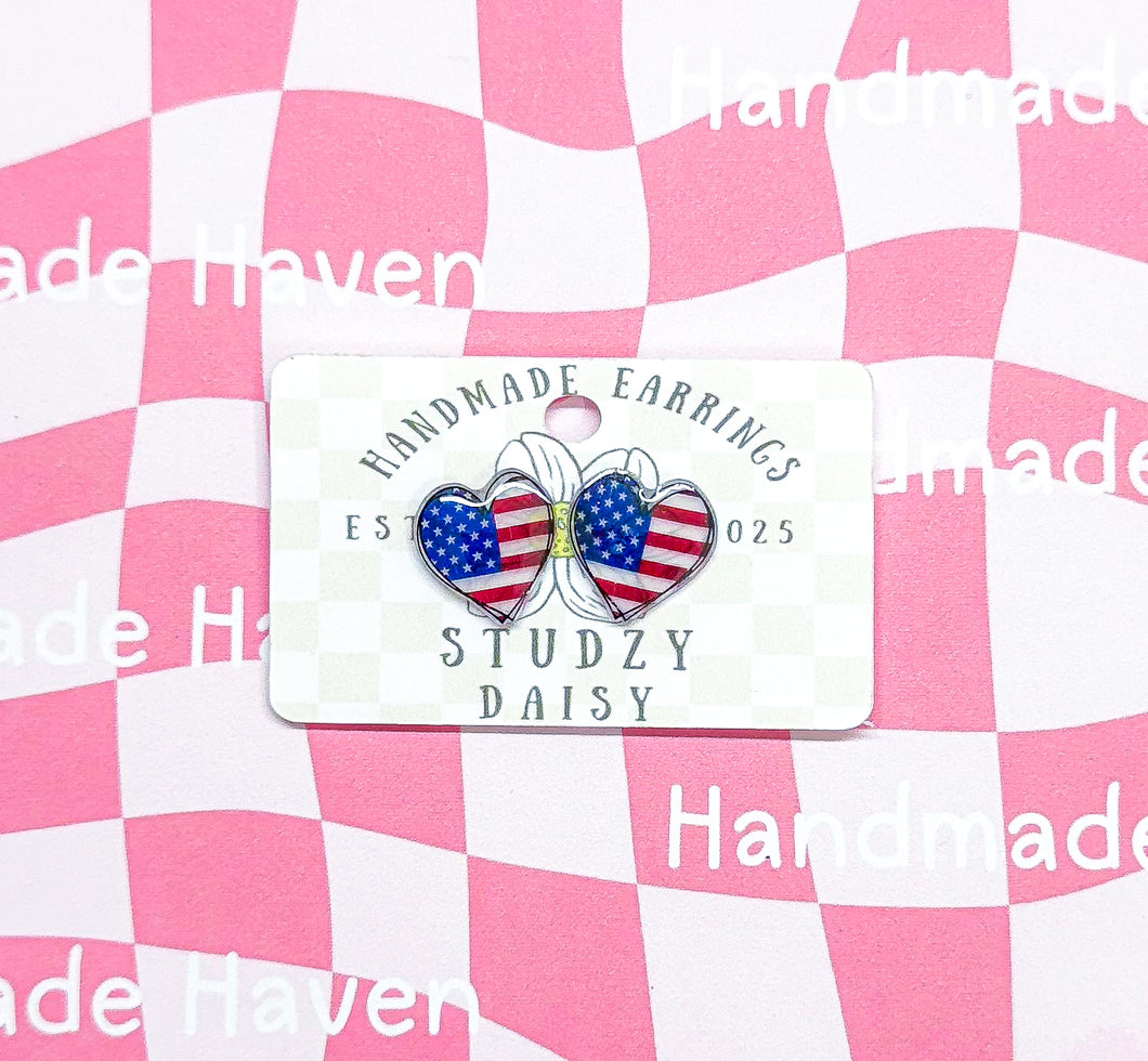 Hearts n Flag Studs