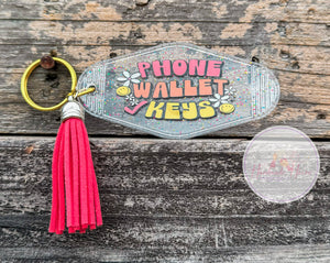 Phone, Wallet, Keys Motel Keychain