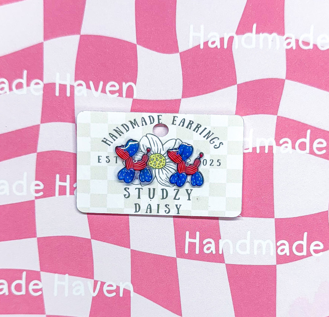 Patriotic Balloon Dog Studs